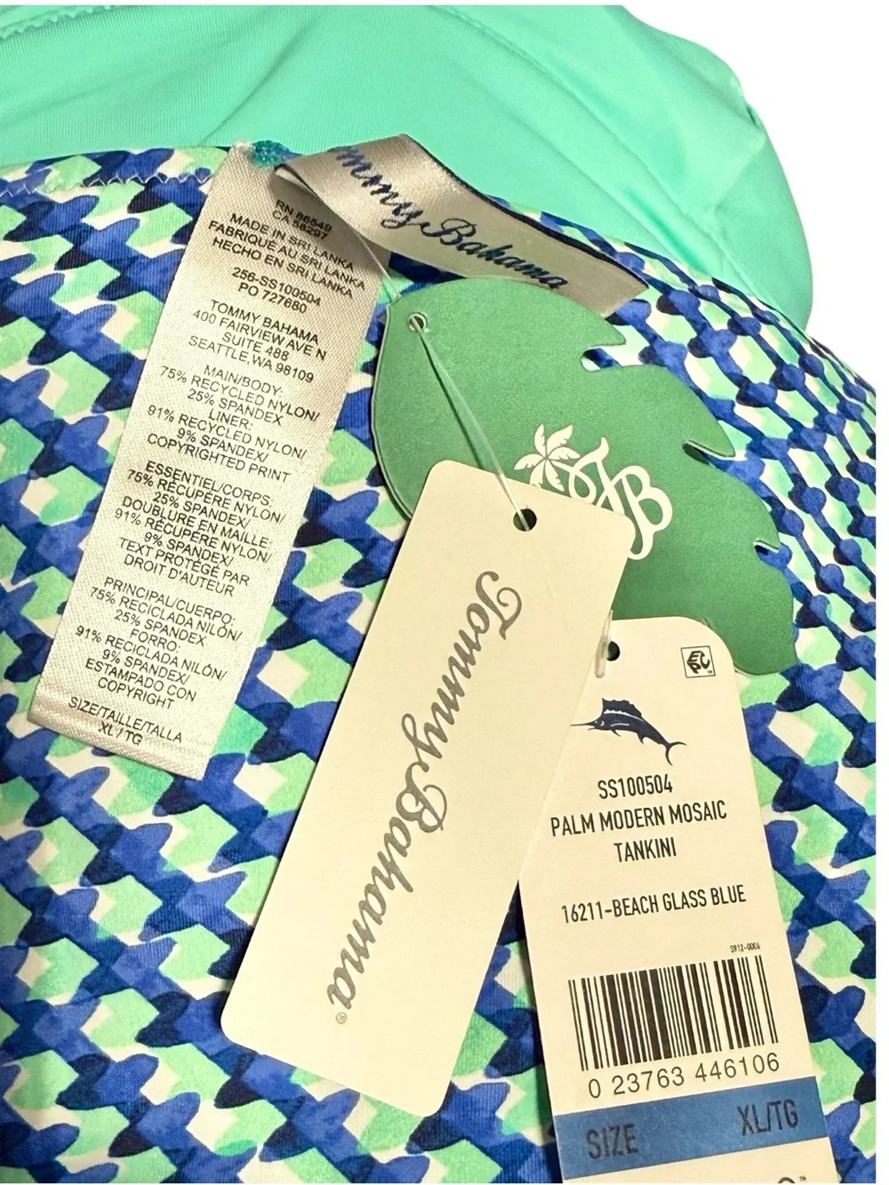 Tommy Bahama Palm Modern Mosaic Pool Ring Tankini Top